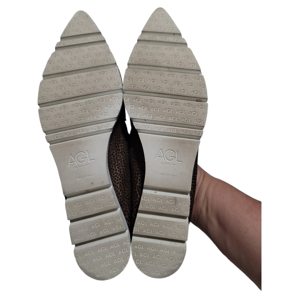 AGL Metallic Pointed toe Leather Loafers - Picture 8 of 9